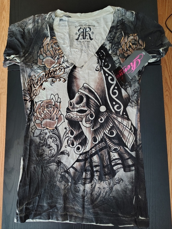 Remetee Tops - Remetee By Affliction Graphic V-Neck Shirt